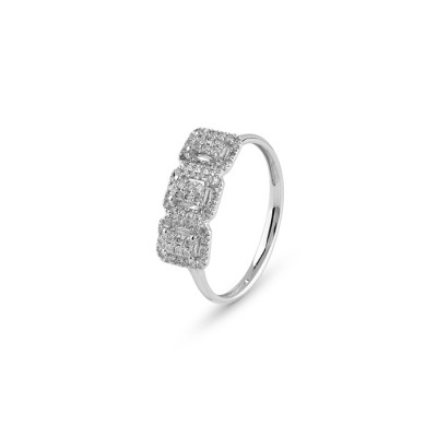 Anello Caresse Trilogy in oro bianco con diamanti 0,21 ct.