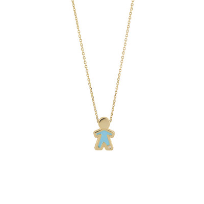 Collana Joy Bimbo oro giallo e smalto azzurro