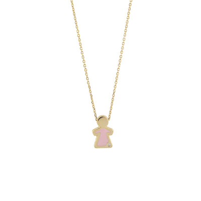 Collana Joy Bimba oro giallo e smalto rosa