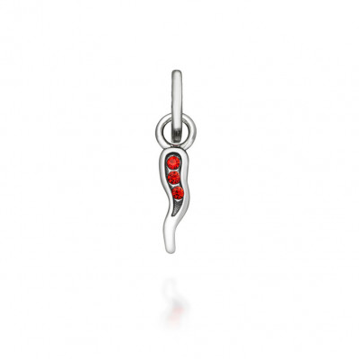 Mini Charm Cornino Crystal Rosso